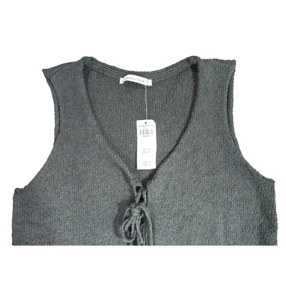 Abercrombie & Fitch Knit Tie Front Vest Gray Sleeveless Sweater Tank Top Size M - Picture 2 of 9